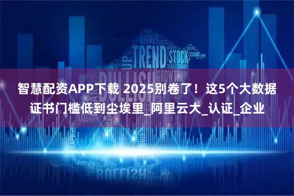 智慧配资APP下载 2025别卷了！这5个大数据证书门槛低到尘埃里_阿里云大_认证_企业
